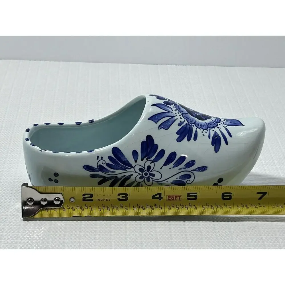 Vintage Hand Painted Delft Blauw Ceramic Dutch Clog Shoe 6.5 Long Hanging Decor - Picture 9 of 9